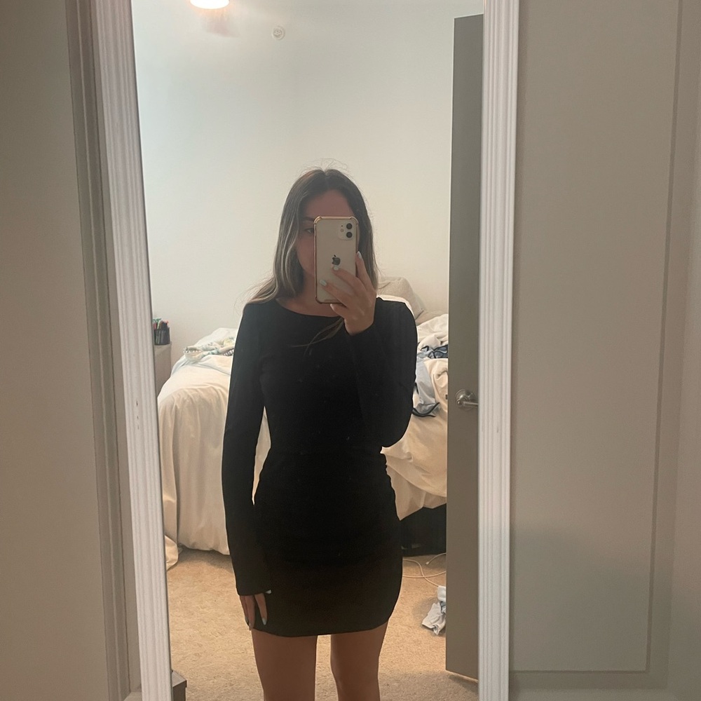 Elegant Black Long Sleeve Bodycon Dress
